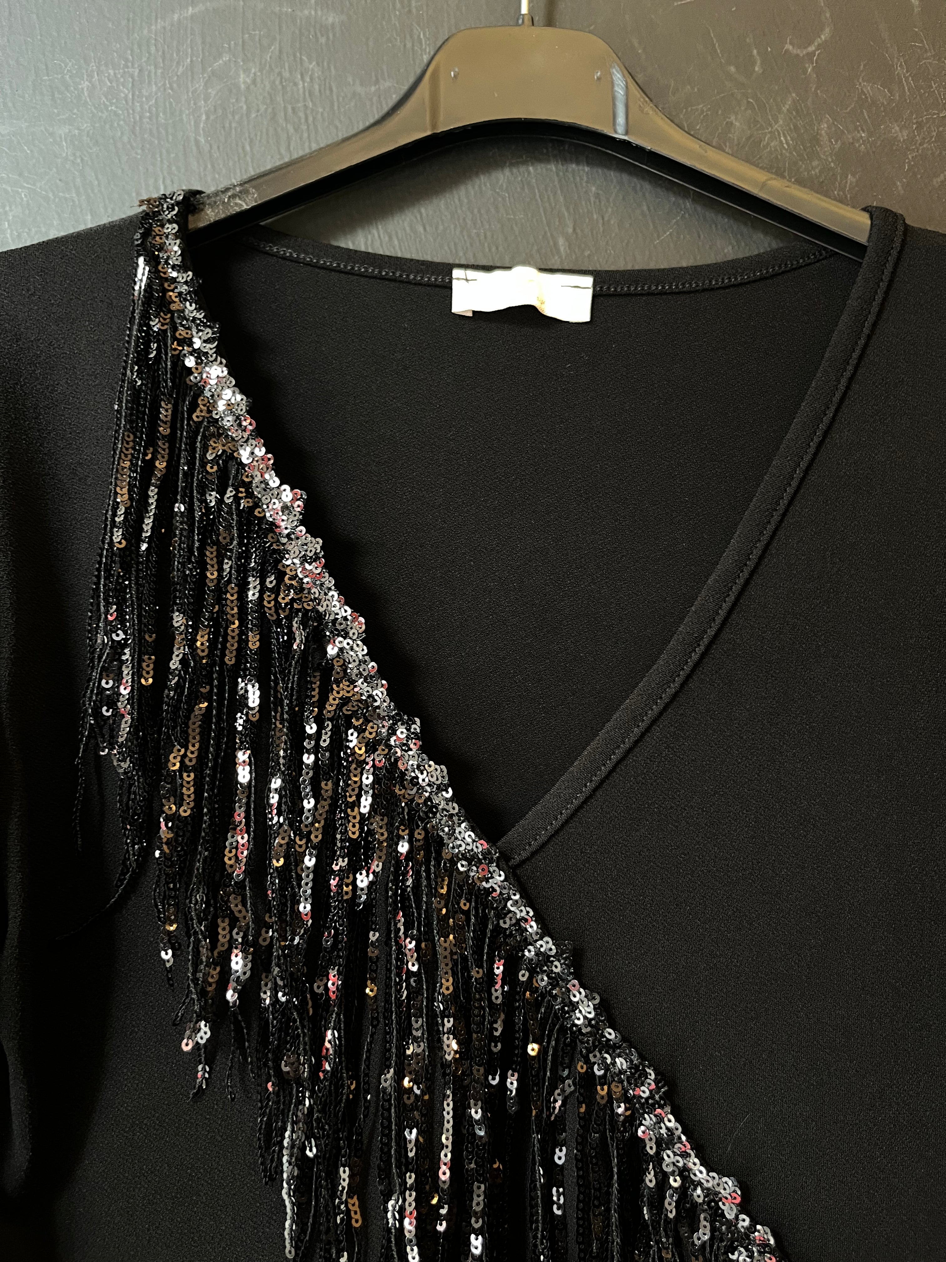 T-shirt con frange paillettes