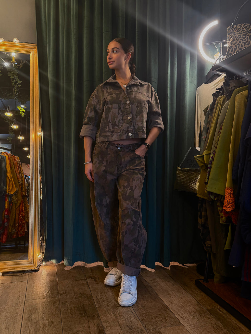 Pantalone denim camouflage